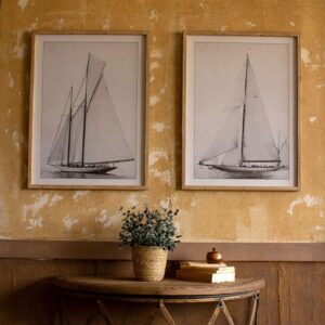 Framed Sailboat Prints Under Glass, Gray