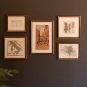 Set 5 Mixed Framed Europe Gallery Wall Prints Under Glass