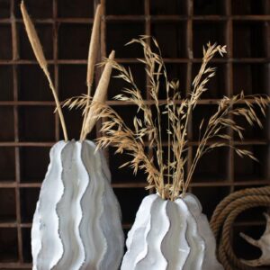 Ceramic Ruffle Vase – Large, White