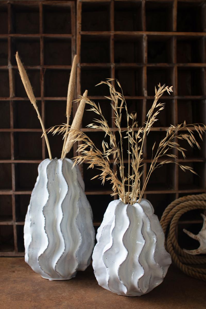 Ceramic Ruffle Vase – Large, White