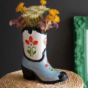 Box of 2 — Ceramic Cowboy Boot Vase