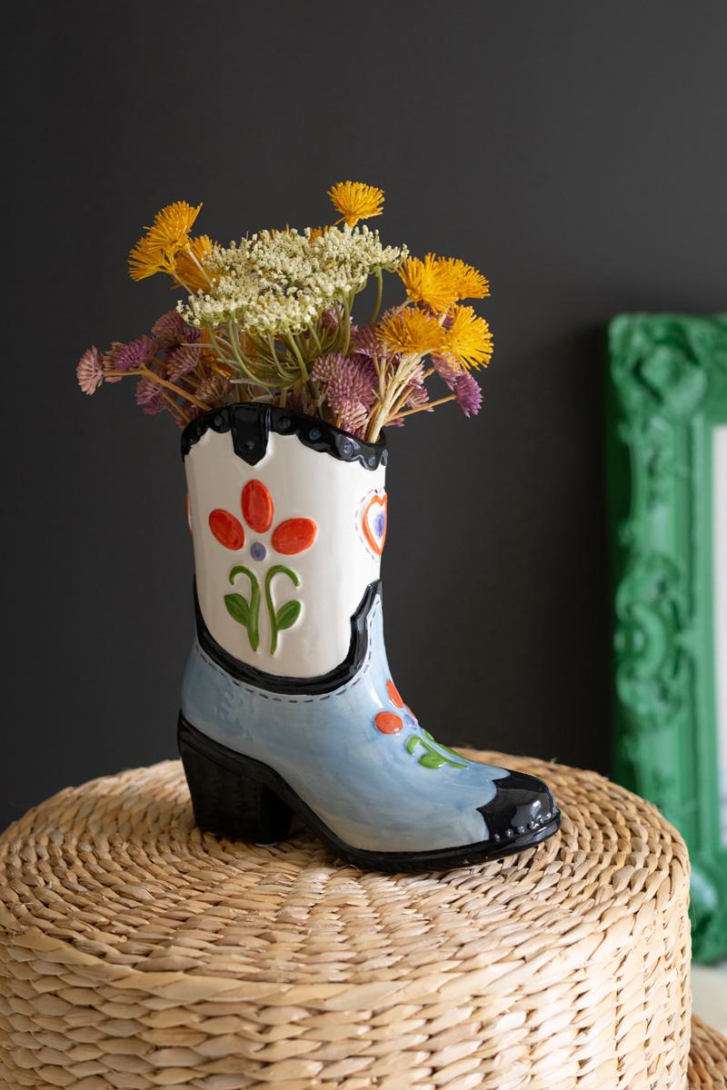 Box of 2 — Ceramic Cowboy Boot Vase