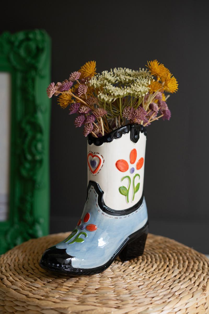 Box of 2 — Ceramic Cowboy Boot Vase