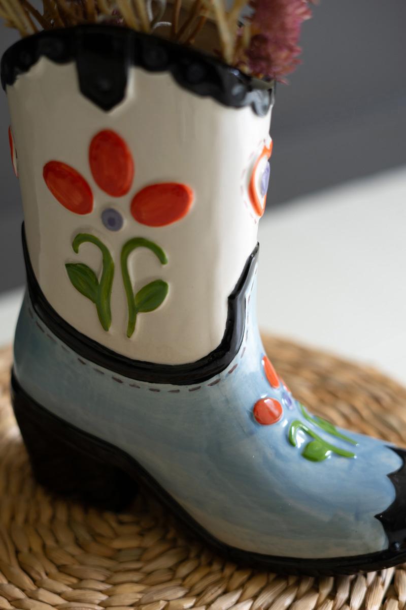 Box of 2 — Ceramic Cowboy Boot Vase