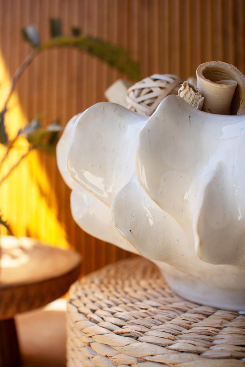Organic White Ceramic Compote