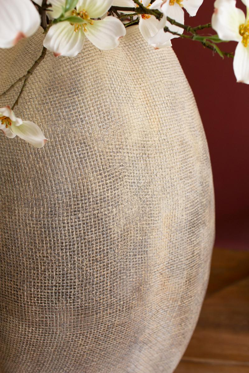 Tall Stone Composite Scalloped Vase