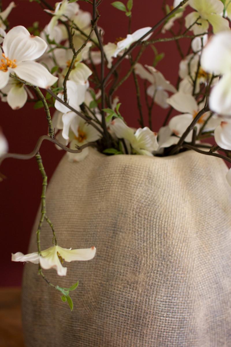 Tall Stone Composite Scalloped Vase