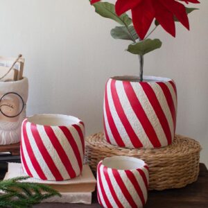 Box of 2 — Set of 3 Concrete Candy Cane Planters