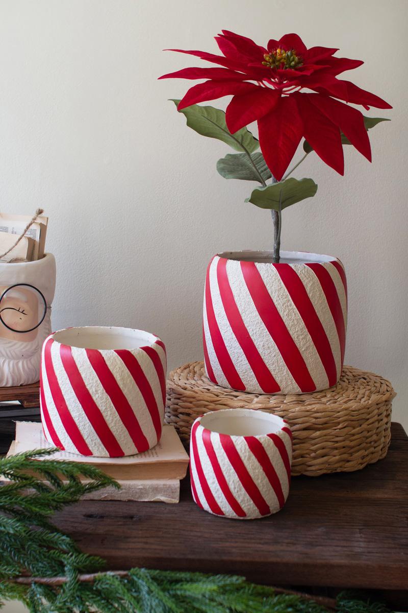 Box of 2 — Set of 3 Concrete Candy Cane Planters