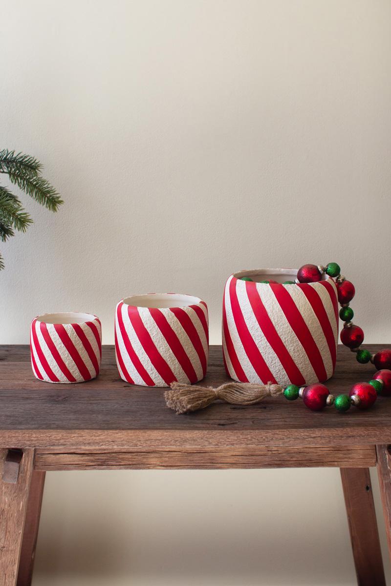 Box of 2 — Set of 3 Concrete Candy Cane Planters