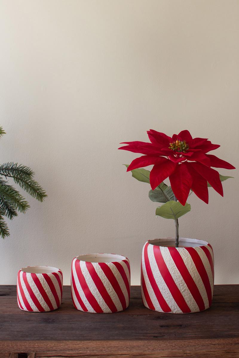 Box of 2 — Set of 3 Concrete Candy Cane Planters