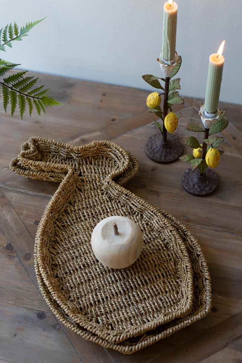 Box of 2 — Set of 2 Woven Vine Rabbit Trays