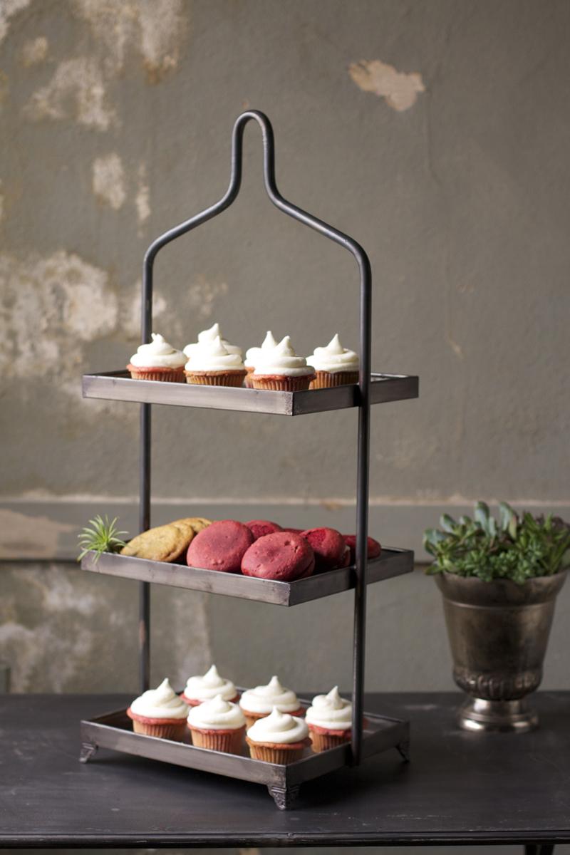 Three-Tiered Metal Display, Gray