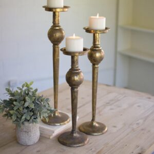 Antique Brass Finish Candle Stands, Gold
