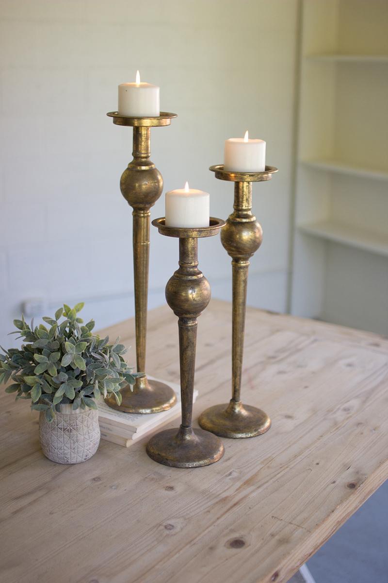 Antique Brass Finish Candle Stands, Gold