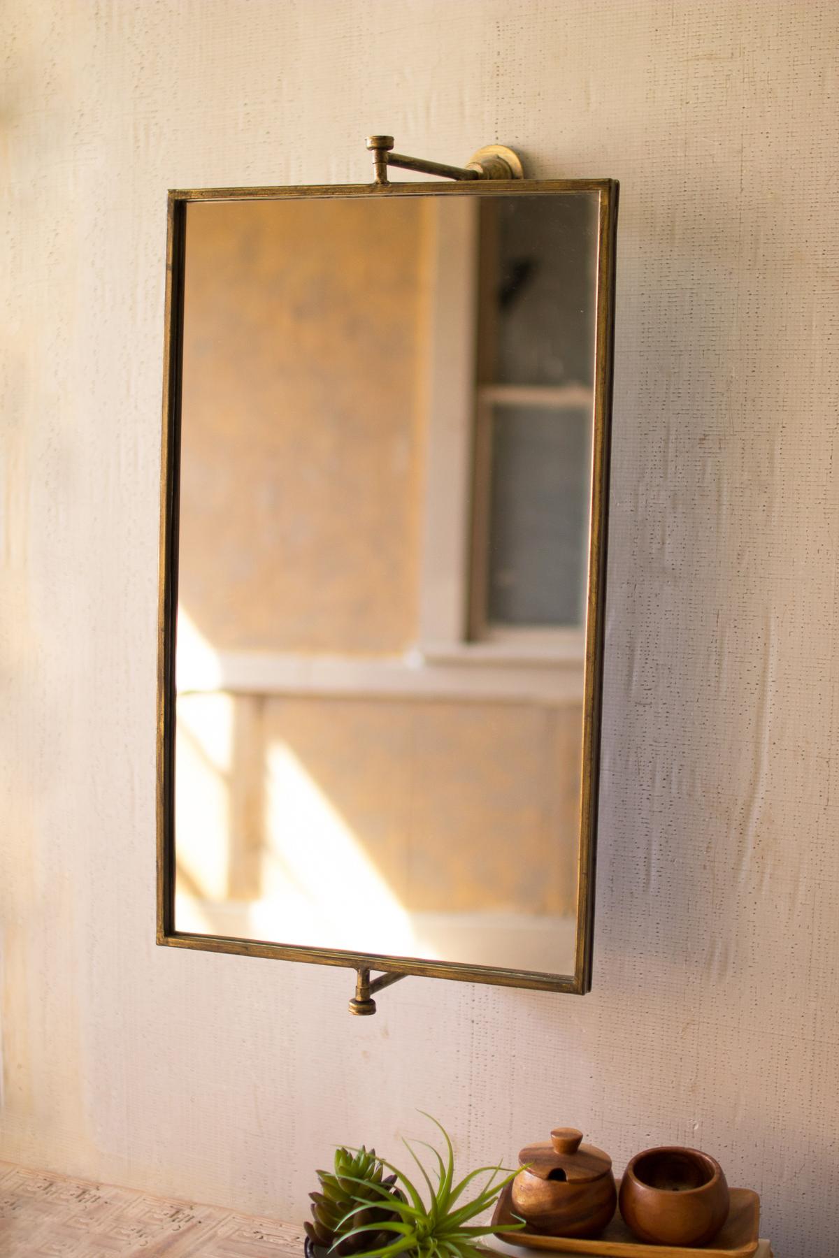 Rectangle Rotating Wall Mirror, Gold