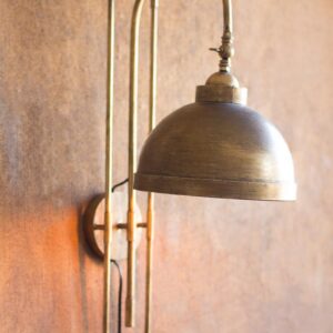 Metal Wall Light With Antique Brass Finish, Gold