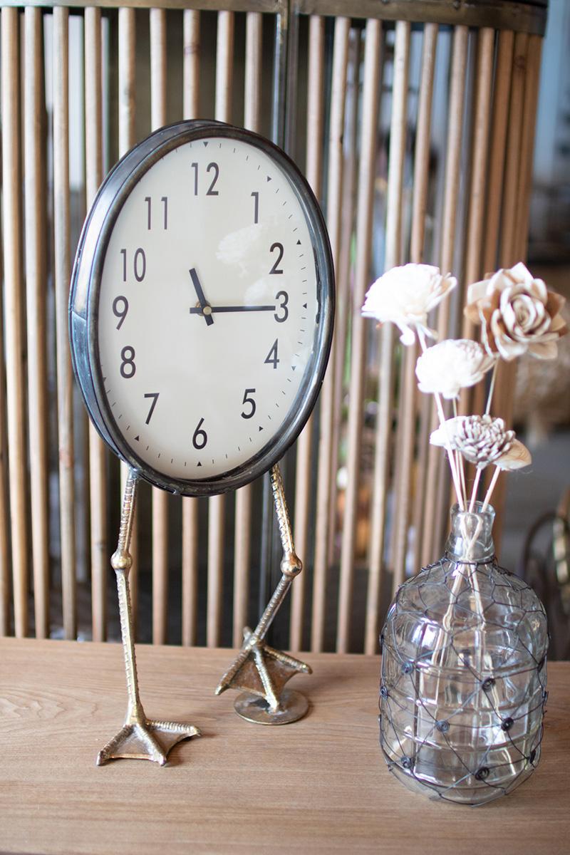 Table Clock With Duck Feet, Gold