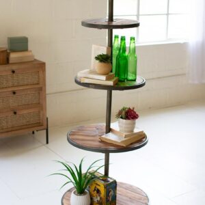 Four Tiered Recycled Wood And Metal Display Tower