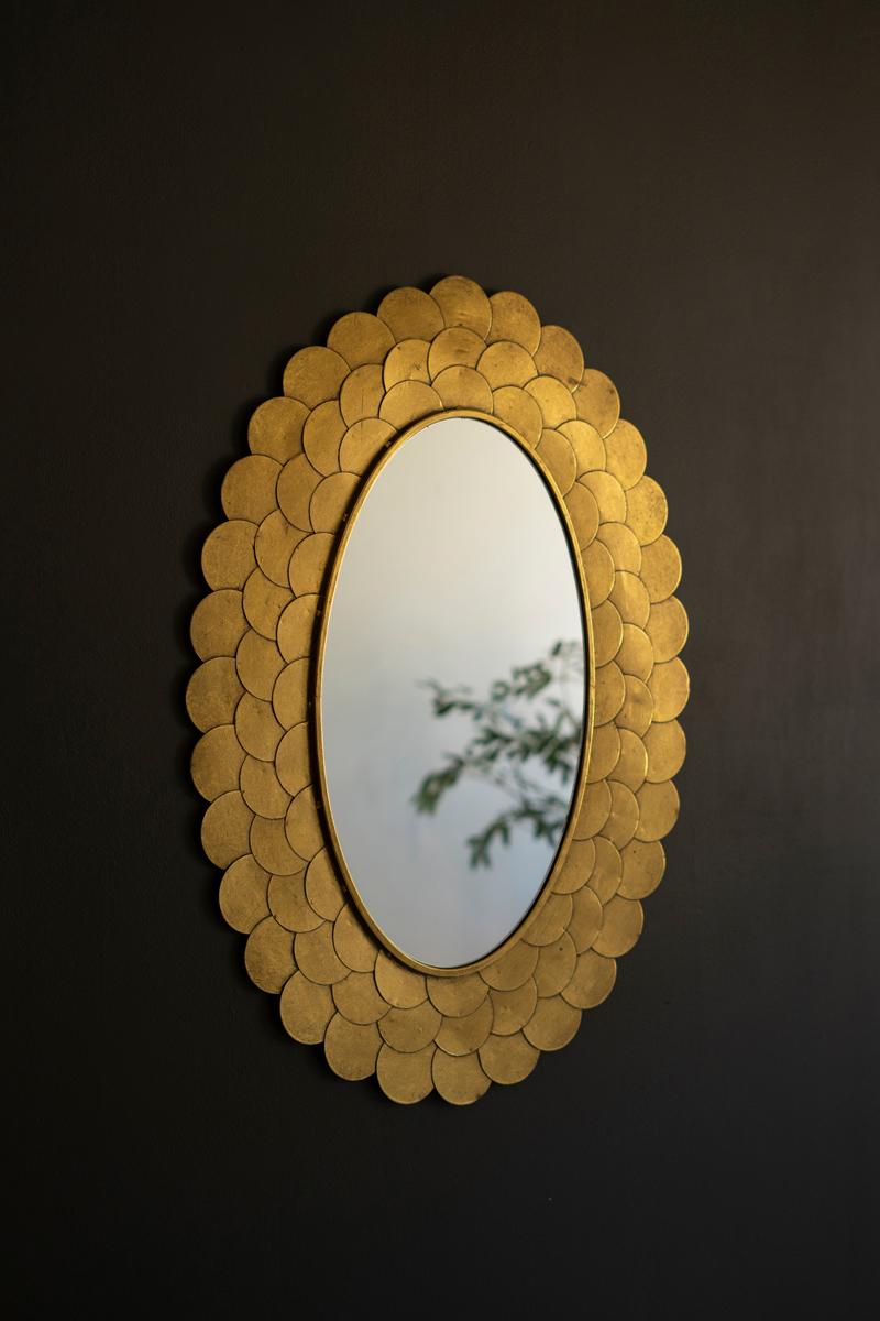 Layered Antique Gold Scallop Framed Mirror