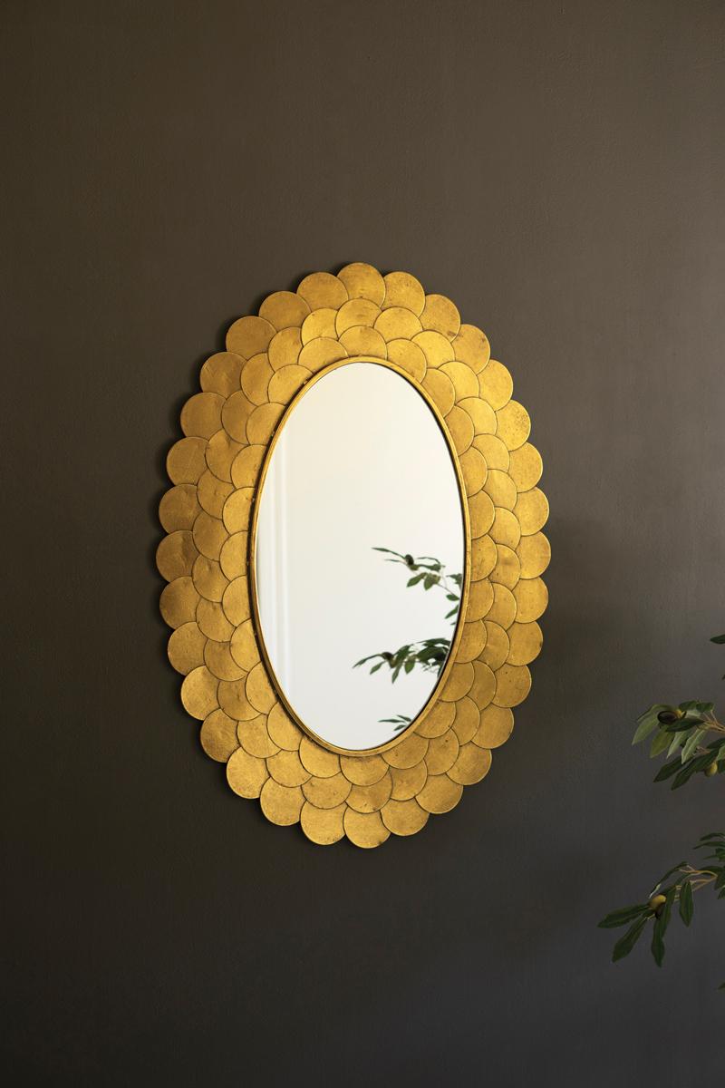 Layered Antique Gold Scallop Framed Mirror