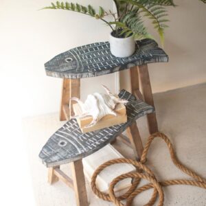 Wooden Fish Stools, Gray