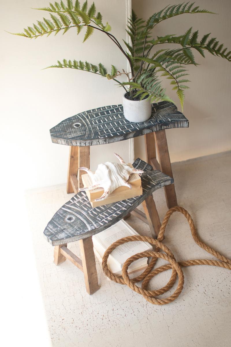 Wooden Fish Stools, Gray