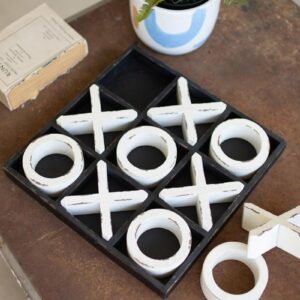 Black And White Wooden Tic-Tac-Toe Game