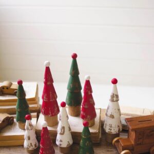 Turned Wood Painted Christmas Trees