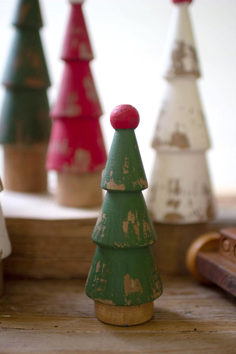 Turned Wood Painted Christmas Trees