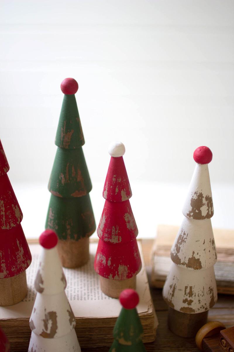 Turned Wood Painted Christmas Trees