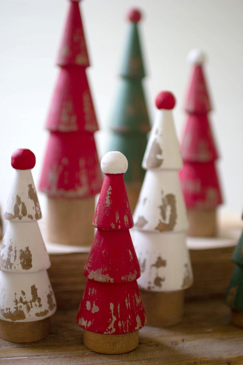 Turned Wood Painted Christmas Trees