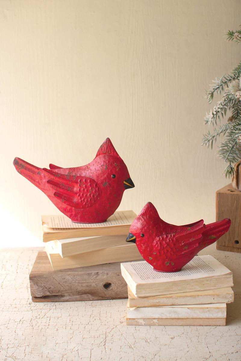 Box of 2 — Set of 2 Painted Metal Cardinals