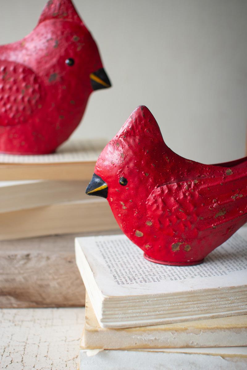 Box of 2 — Set of 2 Painted Metal Cardinals