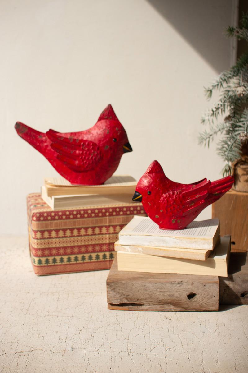 Box of 2 — Set of 2 Painted Metal Cardinals