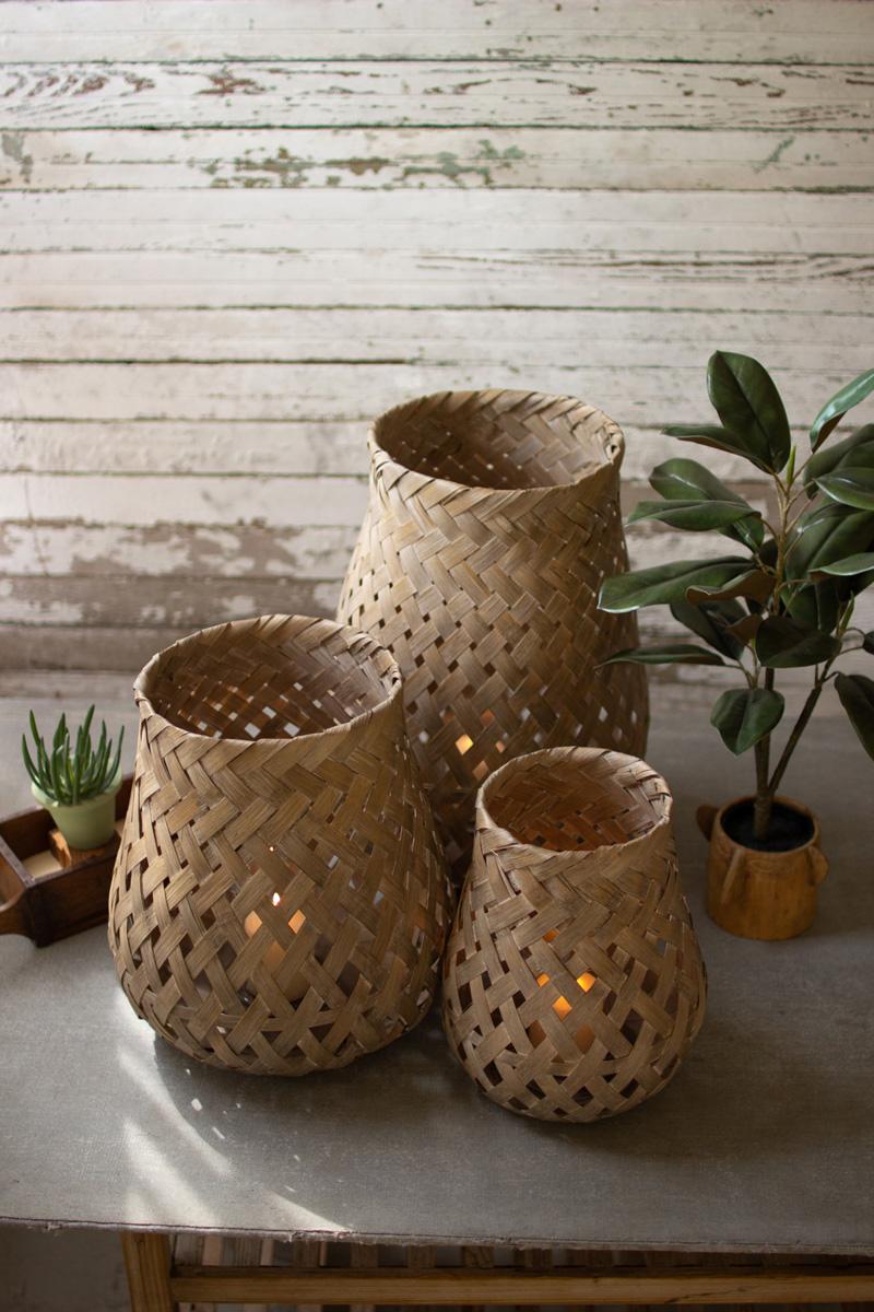 Woven Basket Lanterns With Glass