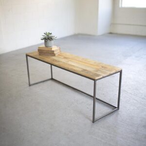 Iron And Recycled Wood Bench, Gray