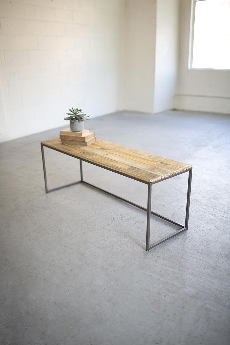 Iron And Recycled Wood Bench, Gray