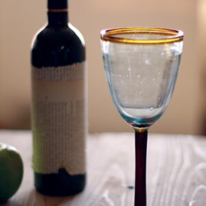 Recycled Wine Glass With Amber Rim