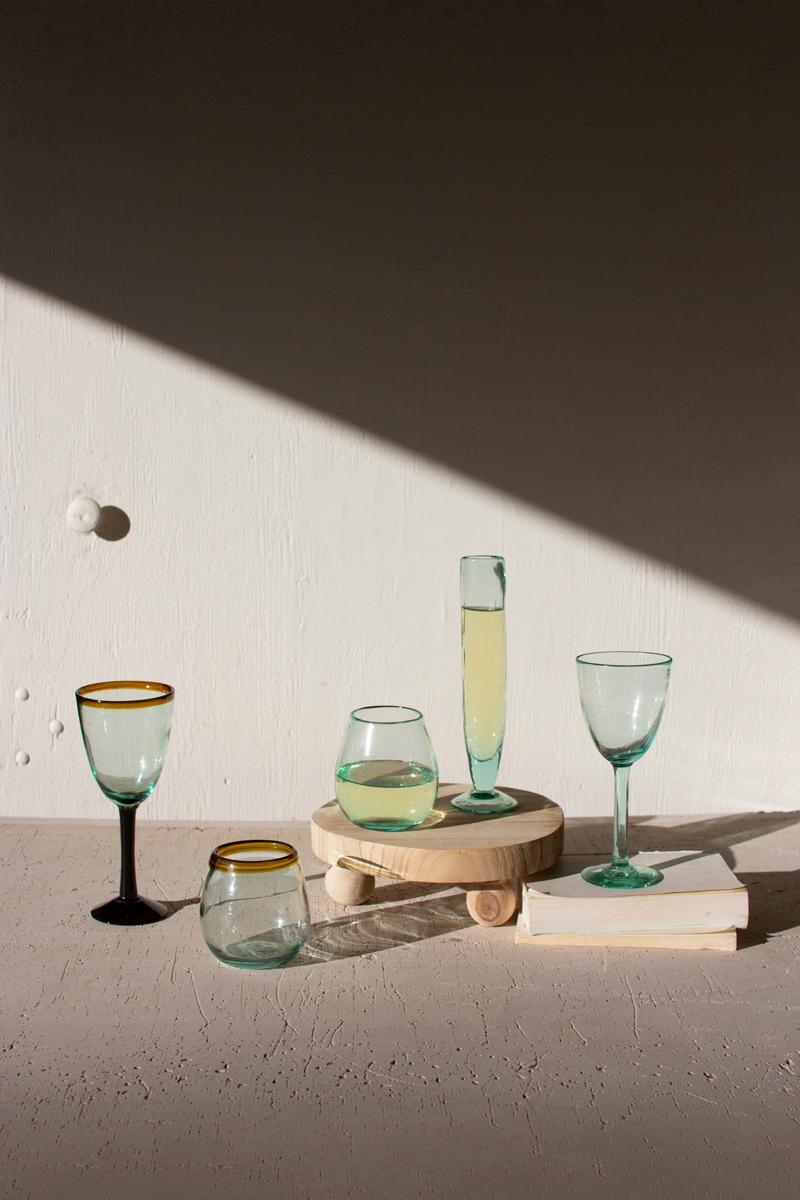 Recycled Glass, Stemless Wine Glass-Clear