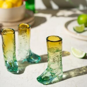 Recycled Glass Boot Shot Glass – Blue And Amber