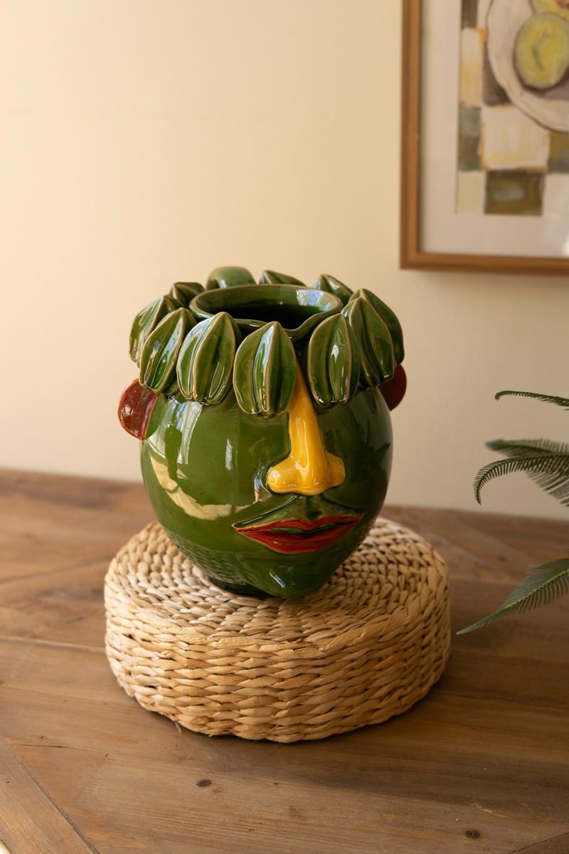 Ceramic Head Planter – Starfruit, Multi/Green