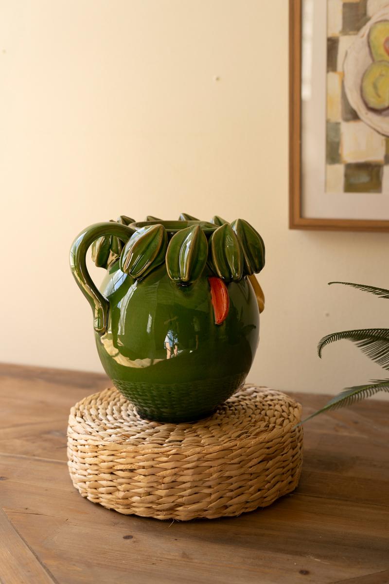 Ceramic Head Planter – Starfruit, Multi/Green