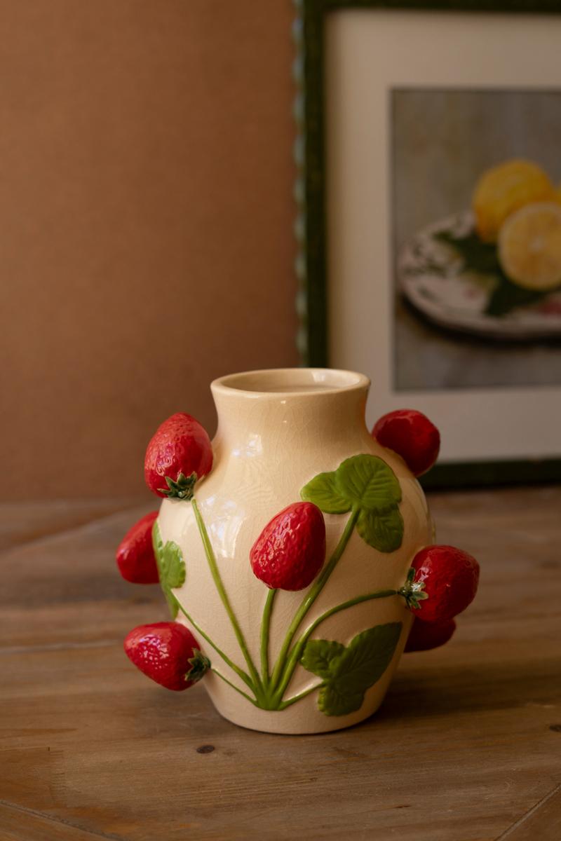 Box of 2 — Ceramic Strawberry Vase