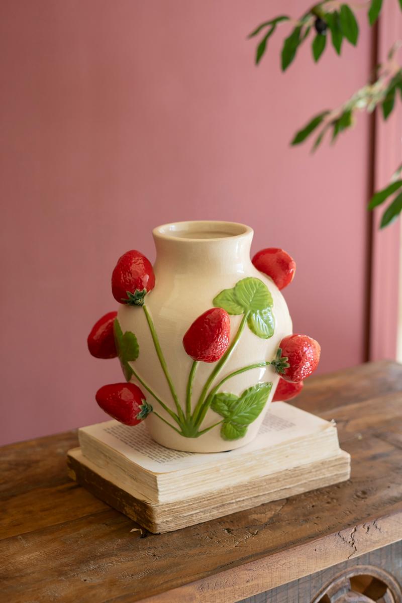 Box of 2 — Ceramic Strawberry Vase