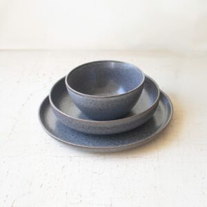 Stonewash Ceramic Dinner & Salad Plate & Bowl, Blue
