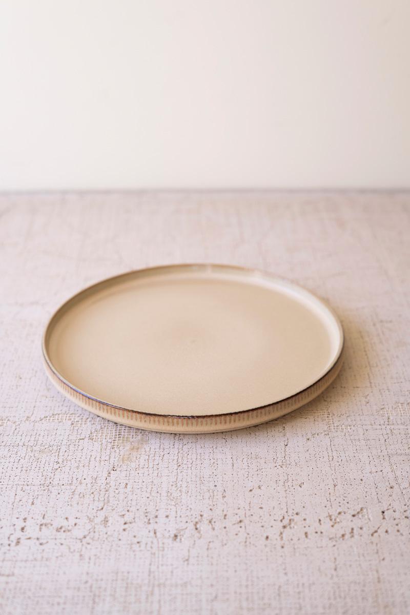 Set 3 Khaki Ceramic Dinner Salad Bowl With Ridges
