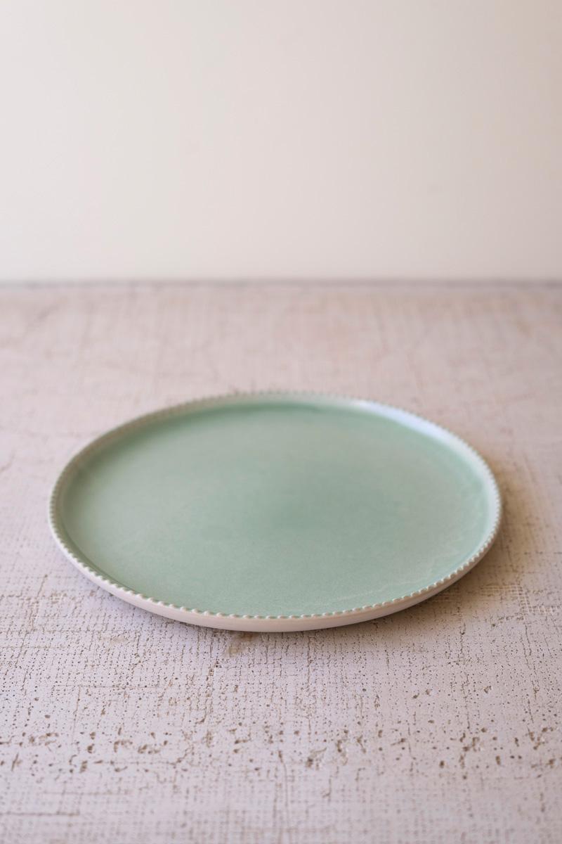 Set Three Sea Mist Ceramic Dinner Plate, Salad Plate And Bowl, Green