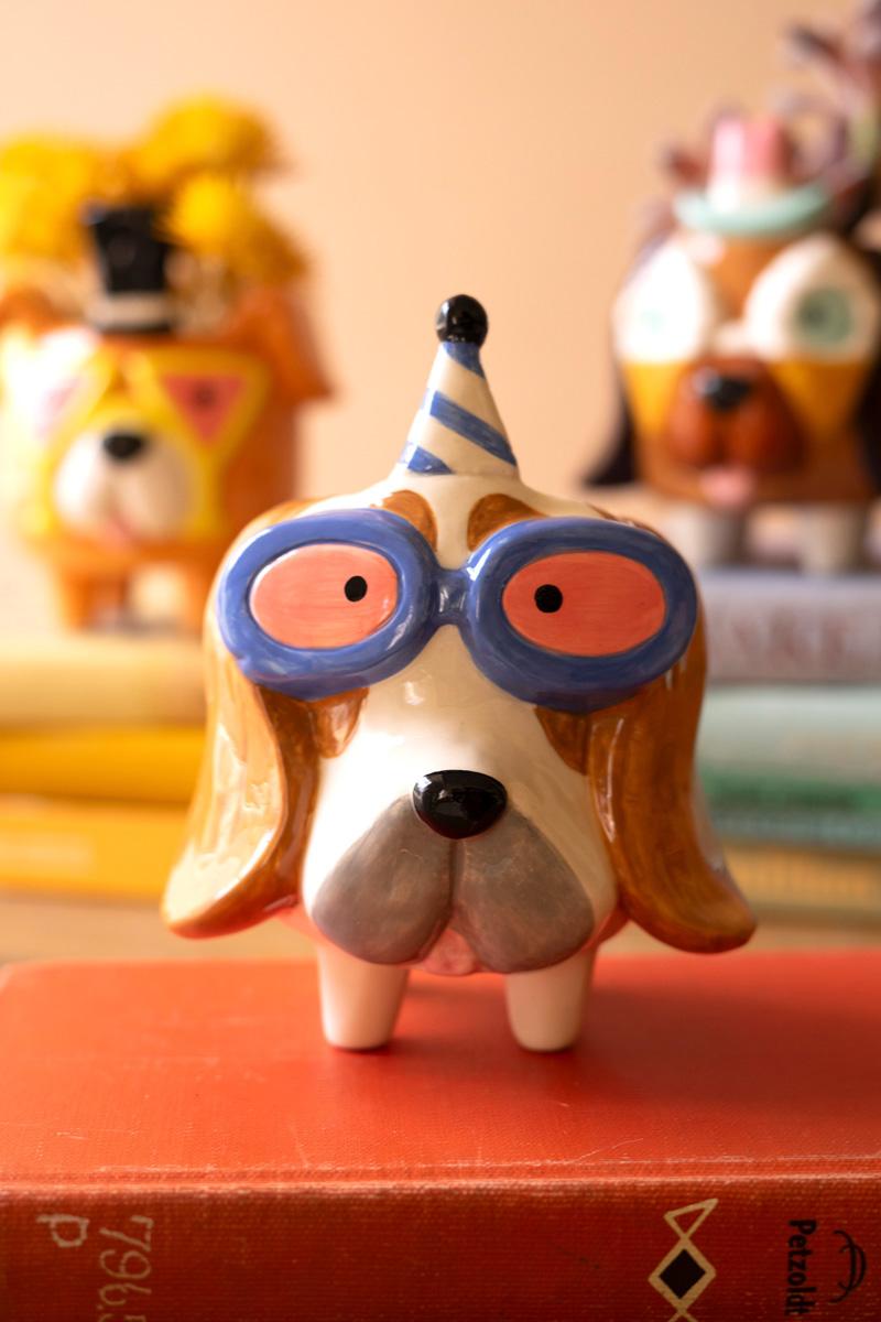 Box of 2 — Set of 3 Ceramic Party Puppy Planters