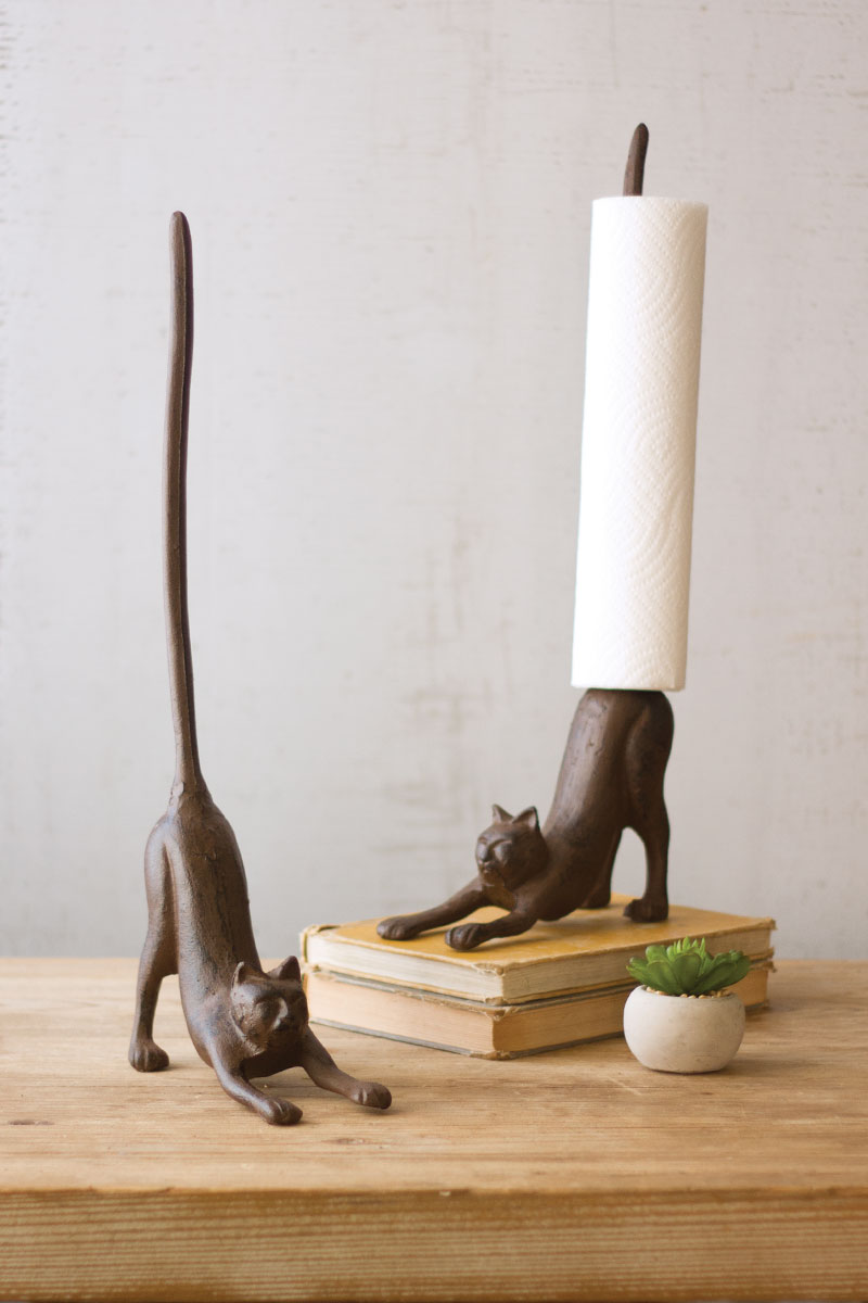 Box of 2 — Cast Iron Cat Paper Towel Holder
